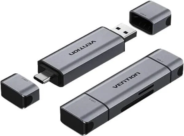 Vention CLLH0 Lector de Tarjetas 2-en-1 USB 3.0 USB Tipo-C Gris Vention CLLH0 Lector de Tarjetas 2-en-1 USB 3.0 USB Tipo-C Gris