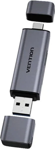 Vention Lector de Tarjetas CLLH0 para MicroSD/CompactFlash con USB 3.0 y USB Tipo-C, 1 Ranura, Color Gris - Externo
