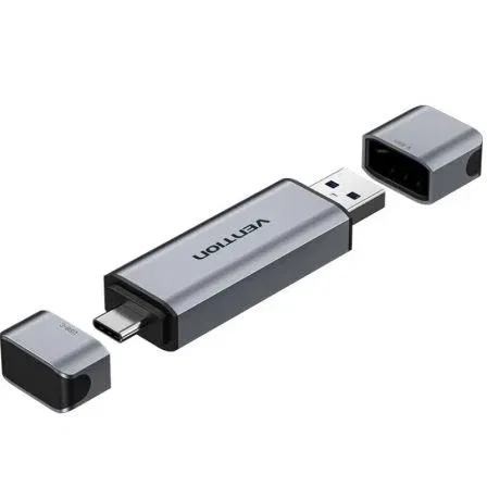 Vention CLLH0 Lector de Tarjetas Externo USB 3.0 Tipo-C Dual Drive SD TF Aluminio Gris hasta 512GB Vention CLLH0 Lector de Tarjetas Externo USB 3.0 Tipo-C Dual Drive SD TF Aluminio Gris hasta 512GB