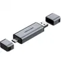 Vention CLLH0 Lector de Tarjetas Externo USB 3.0 Tipo-C Dual Drive SD TF Aluminio Gris hasta 512GB