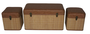 DKD Home Decor Baúl Oriental Marrón Natural Set de 3 40 x 45 x 80 cm Bambú Pu