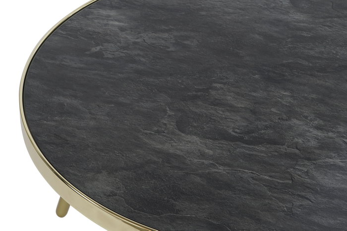 DKD Home Decor Mesa de Centro de Acero y Cristal Negro y Dorado