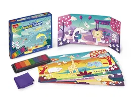 Maped Creativ My First Finger Stamp - Juego Educativo de Estampación con Dedos para Niños a Partir de 3 Años con 7 Colores, 6 Pósters y Paño