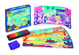 Maped Creativ My First Finger Stamp - Juego Educativo de Estampación con Dedos para Niños a Partir de 3 Años con 7 Colores, 6 Pósters y Paño