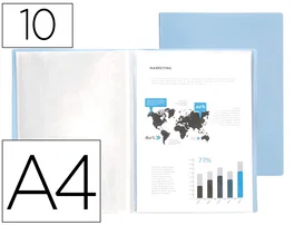 Liderpapel Carpeta Escaparate 10 Fundas Polipropileno DIN A4 Celeste Opaco