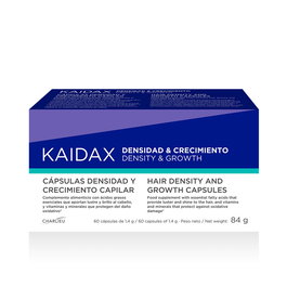 Topicrem KAIDAX cápsulas densidad y crecimiento 60 unidades - Complemento nutricional para el cabello con vitaminas, minerales y aceite de cártamo