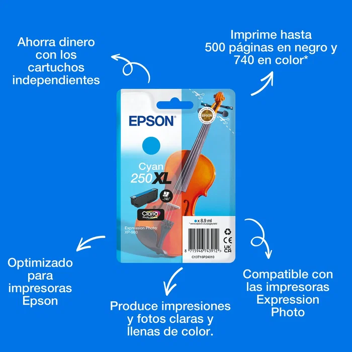 Epson 250XL Cian Cartucho de Tinta