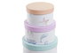 DKD Home Decor Set de 10 Cajas de Almacenaje Redondas de Cartón Azul