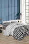 L'essentiel linge de maison Geometric Juego de Funda Nórdica y Sábana Encimera 200x220 cm, 240x260 cm, 50x70 cm, Negro Blanco Gris Algodón Poliéster