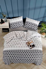 L'essentiel linge de maison Geometric Juego de Funda Nórdica y Sábana Encimera 200x220 cm, 240x260 cm, 50x70 cm, Negro Blanco Gris Algodón Poliéster
