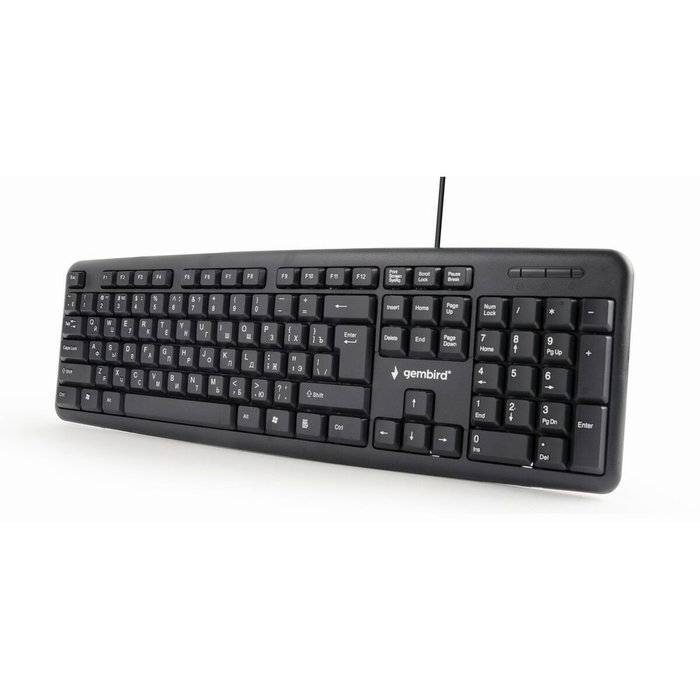 Gembird KB-U-103-RU Teclado de Membrana Cirílico Ruso Negro