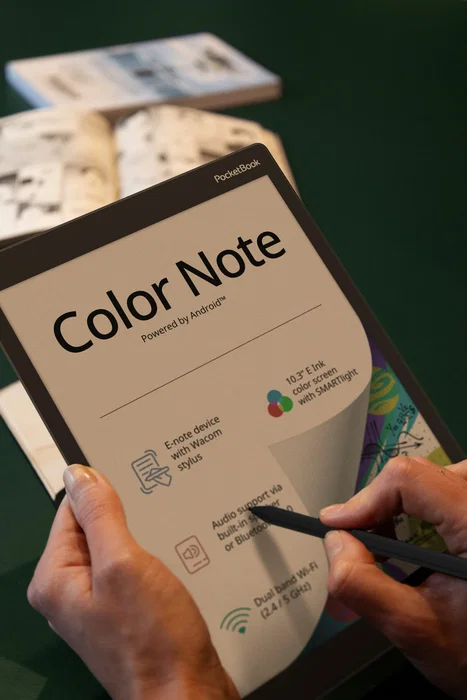 PocketBook Color Note - Lector eBook Pantalla Táctil 10.3" Color E Ink Kaleido, 32 GB, WiFi, Bluetooth, Android 12, Negro y Azul