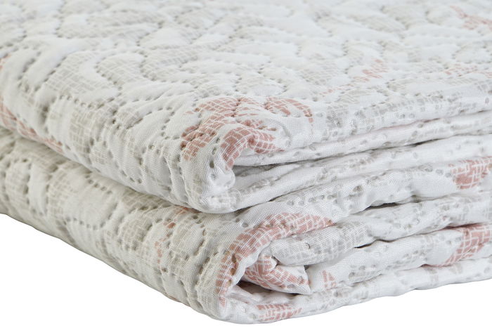 DKD Home Decor Colcha Romantico Beige Marron 260 x 180 cm