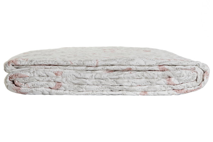 DKD Home Decor Colcha Floral Bordada Beige y Marrón 180x260x1 cm