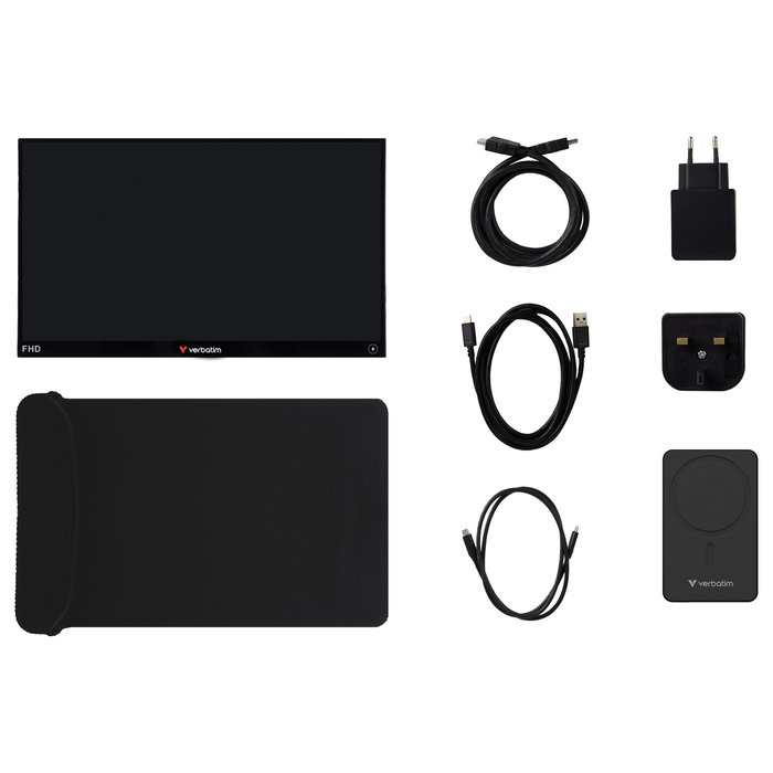 Verbatim Monitor Portátil Táctil 14 Pulgadas Full HD con Power Bank 5000mAh Black