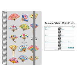 Senfort Agenda Anual 2027 Decorada Abanicos Espiral