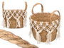 Giftdecor Macetero Macrame Colgante Blanco Pequeño 25x29x25 cm Algodón y Esparto (Set de 8)