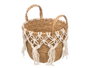 Giftdecor Macetero Macrame Colgante Blanco Pequeño 25x29x25 cm Algodón y Esparto (Set de 8)