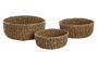 DKD Home Decor Set de 3 Cestas de Fibra Natural 30x30x13 cm