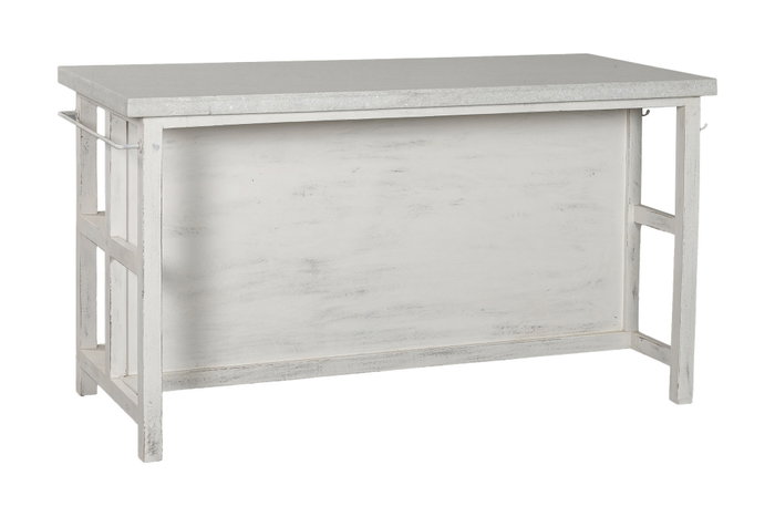 DKD Home Decor Isla Cocina India 1c24 Cottage Blanco Madera y Mármol 76 x 92 x 168 cm con 6 Cajones y 2 Estantes