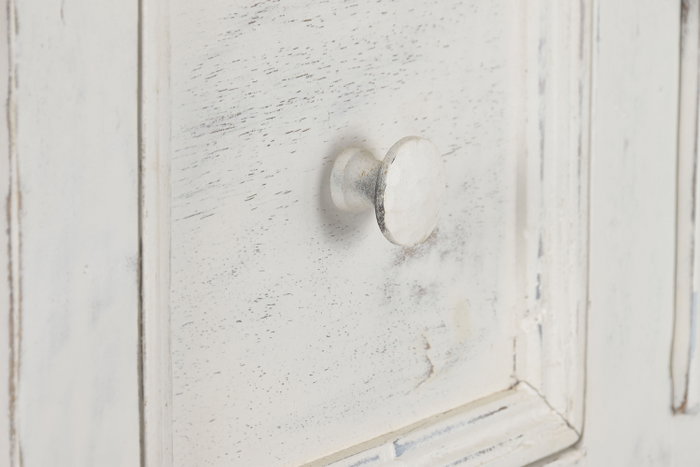 DKD Home Decor Isla Cocina India 1c24 Cottage Blanco Madera y Mármol 76 x 92 x 168 cm con 6 Cajones y 2 Estantes