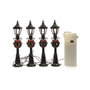 Lumineo Set de 4 Farolas para Escenas Navideñas con Luz LED Cálida en Negro