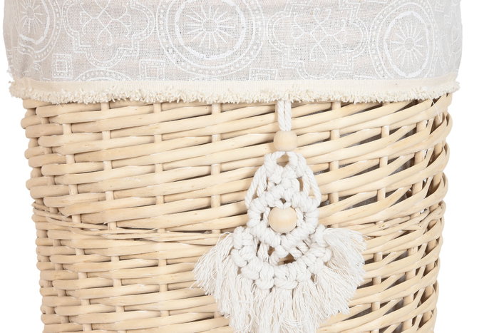 DKD Home Decor Set de 3 Cestas para la Ropa de Mimbre y Poliéster Natural DKD Home Decor Set de 3 Cestas para la Ropa de Mimbre y Poliéster Natural