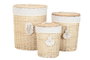 DKD Home Decor Set de 3 Cestas para la Ropa de Mimbre y Poliéster Natural