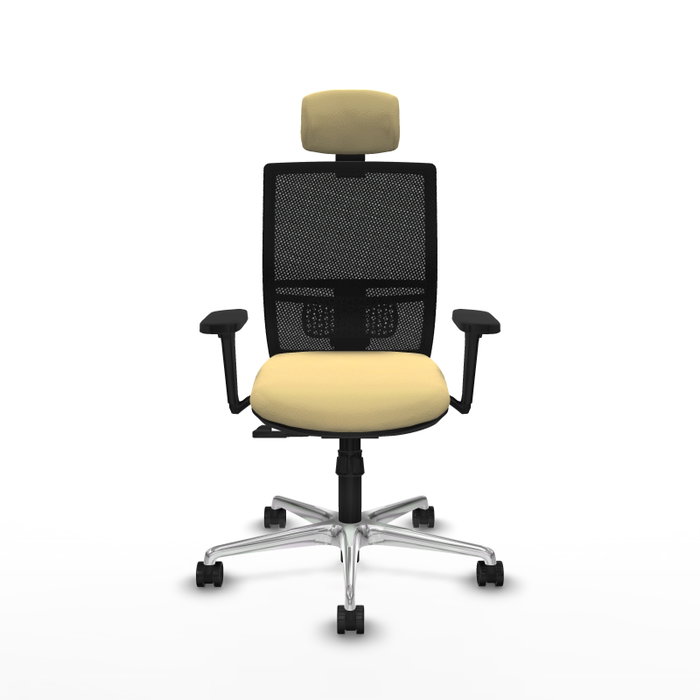 PIQUERAS Y CRESPO Silla de oficina Yunquera con mecanismo Sincro, Crema y Negro