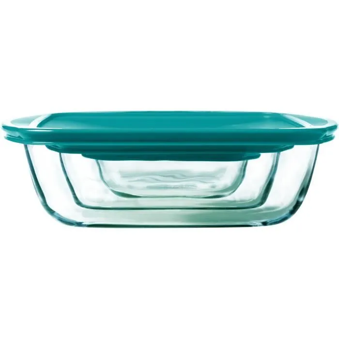 Pyrex Cook & Store Juego de 3 Platos con Tapa de Vidrio Rectangular - 0,4/1,1/2,5 L
