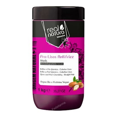 Real Natura Máscara Sem Sal Pro-Lisos Anti Frizz Argan 1kg