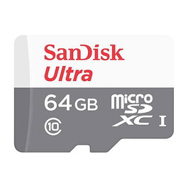 Sandisk SDSQUNR-064G-GN3MN Tarjeta MicroSDXC 64 GB Ultra, Clase 10 U1, Velocidad 100 MB/s, Color Gris y Blanco