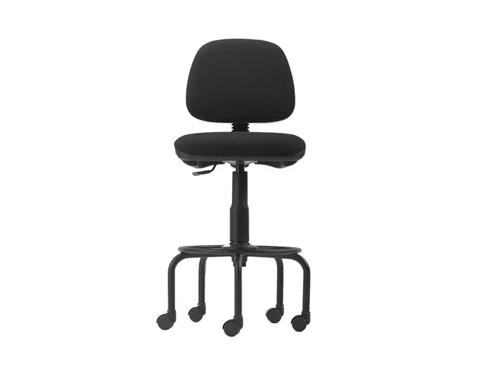 Rocada Taburete con Respaldo Regulable Ignífugo Negro Tela 725mm