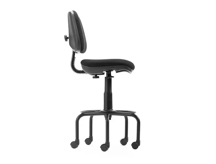 Rocada Taburete con Respaldo Regulable Ignífugo Negro Tela 725mm