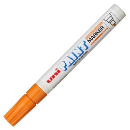 Uni-Ball Marcador Permanente Paint Marker PX-20, Naranja, Punta de Bala 2.2-2.8mm, Resistente a Luz, Agua y Temperatura