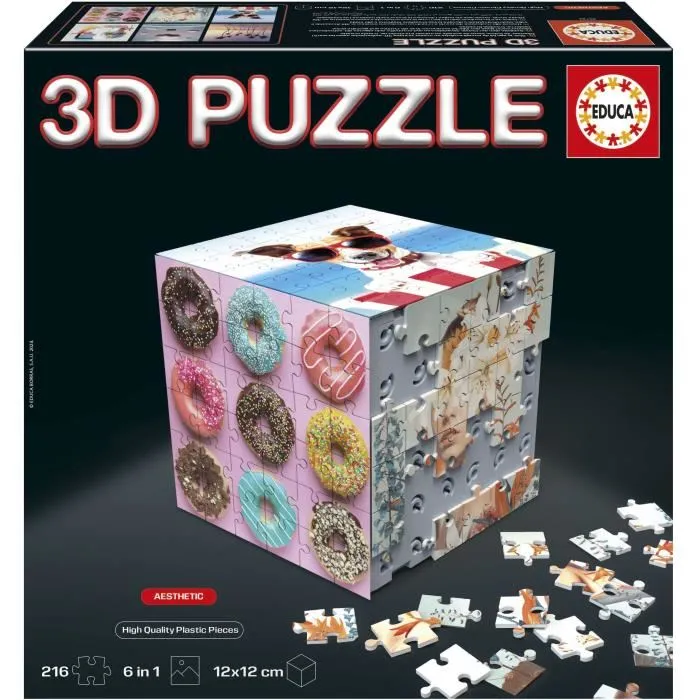 Educa Borrás Puzzle Cubo 3D Animales de 216 Piezas