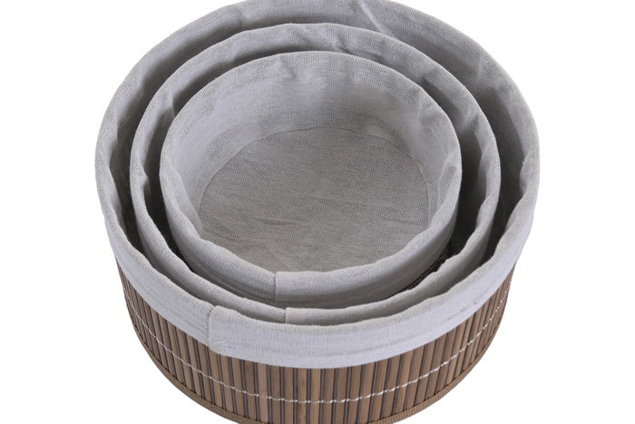 DKD Home Decor Set de 3 Cestas de Bambú Marrón 27x27x16 cm DKD Home Decor Set de 3 Cestas de Bambú Marrón 27x27x16 cm