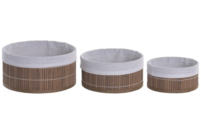 DKD Home Decor Set de 3 Cestas de Bambú Marrón 27x27x16 cm DKD Home Decor Set de 3 Cestas de Bambú Marrón 27x27x16 cm