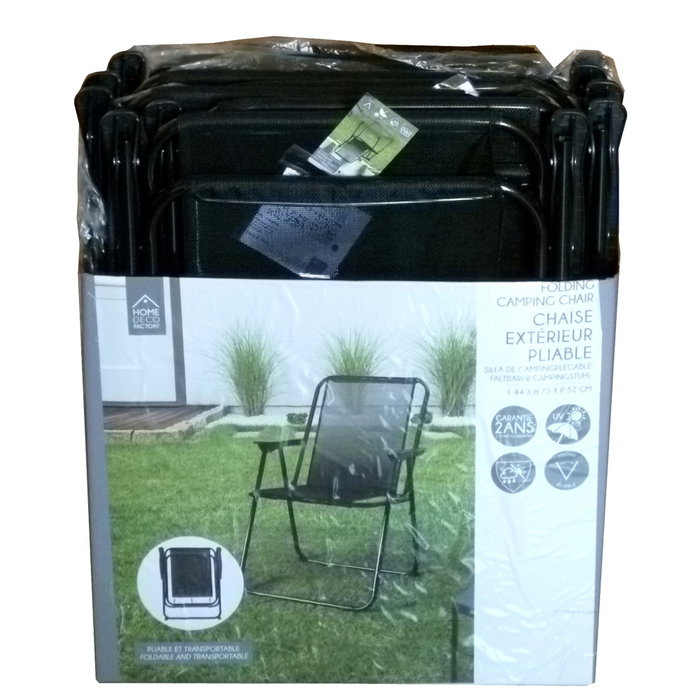 Home Deco Factory Silla Plegable Gris Acero y Poliéster Altura 75 cm