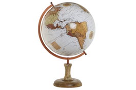 DKD Home Decor Globo Terráqueo PVC y Mango Marrón