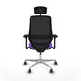 Silla de oficina Mardos con mecanismo Sincro/Traslack tapizada con Tela color Lila y malla color Negro. Equipada con lumbar 1D, Brazos 3D, Cabecero 2D y Ruedas 65 mm parqué