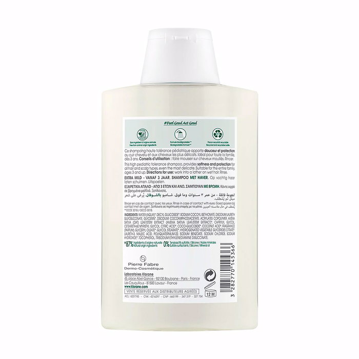 Klorane Champú Suave Leche de Avena 200 ml, Champú Hidratante Brillo, Cabello Sensible Klorane Champú Suave Leche de Avena 200 ml, Champú Hidratante Brillo, Cabello Sensible