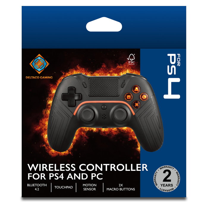 Deltaco Gaming GAM-139 Gamepad inalámbrico y alámbrico Negro para PC, PS4 y Android