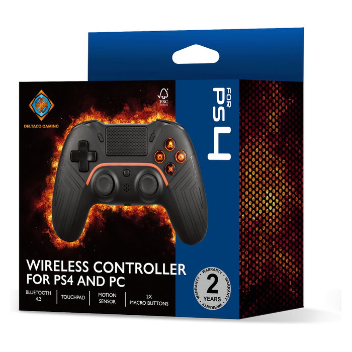 Deltaco Gaming GAM-139 Gamepad inalámbrico y alámbrico Negro para PC, PS4 y Android