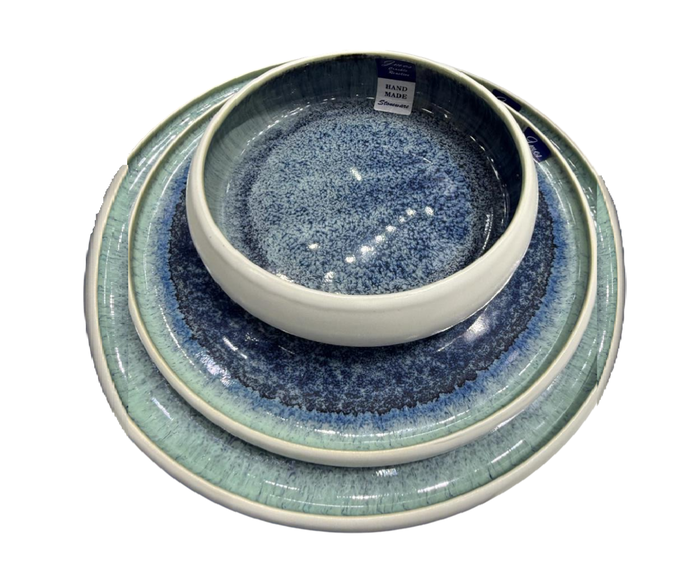 DKD Home Decor Bol de Gres Esmaltado Azul Marino