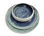 DKD Home Decor Bol de Gres Esmaltado Azul Marino