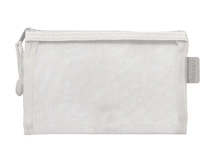 Liderpapel Bolsa Zipper Bag Poliester Transpirable Multiusos Cierre Cremallera DIN A6 Blanco