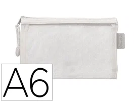Liderpapel Bolsa Zipper Bag Poliester Transpirable Multiusos Cierre Cremallera DIN A6 Blanco