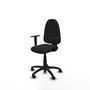 Silla de oficina Aýna con mecanismo Contacto permanente básico tapizada con Similpiel color Negro. Equipada con Base poliamida negra, Brazos 1D y Ruedas de parqué
