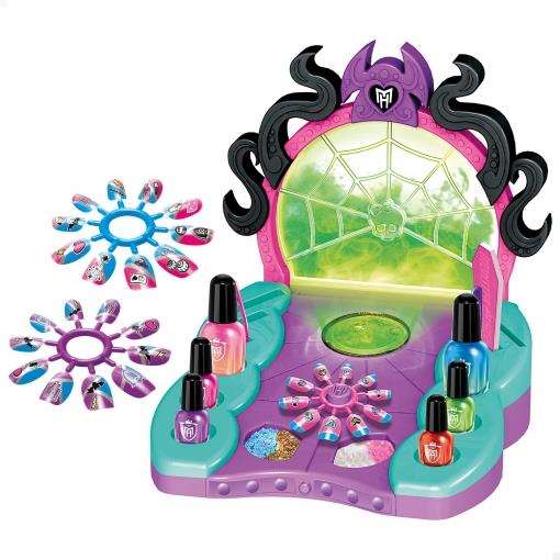 Monster High Estudio de Uñas Glam Ghoulish con Accesorios, Esmaltes de Cambio de Color, Pegatinas y Purpurina